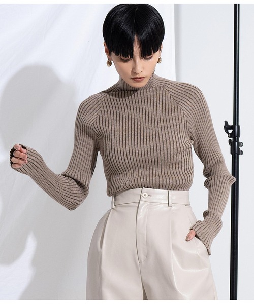 Settimissimo（セッティミッシモ）の「プレーティングリブボトルネックニット（ニット/セーター・レディース・アイボリー/レンガ/グレイッシュベージュ・FREE）」の18枚目の写真