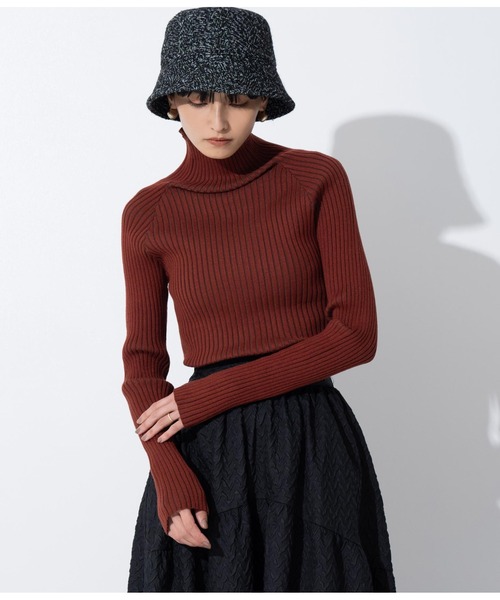 Settimissimo（セッティミッシモ）の「プレーティングリブボトルネックニット（ニット/セーター・レディース・アイボリー/レンガ/グレイッシュベージュ・FREE）」の22枚目の写真