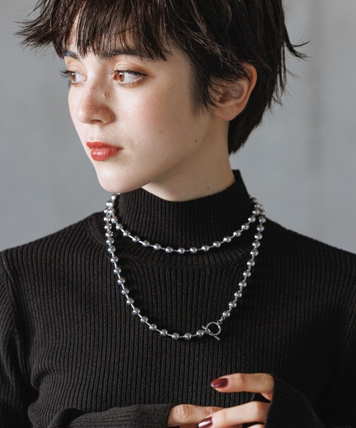 PAGEBOY（ページボーイ）の「SUSボールチェーンネックレス（ネックレス・レディース・シルバー/ブラック・FREE）」の8枚目の写真