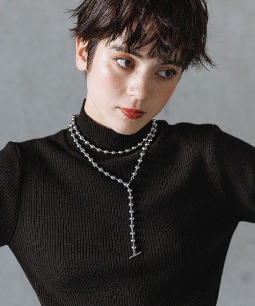 PAGEBOY（ページボーイ）の「SUSボールチェーンネックレス（ネックレス・レディース・シルバー/ブラック・FREE）」の6枚目の写真