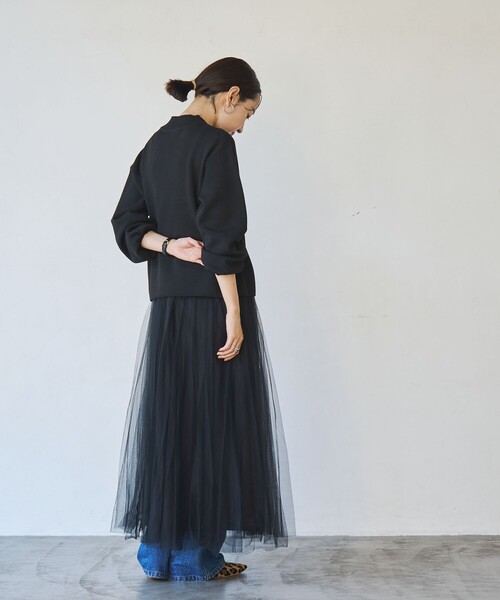 coen（コーエン）の「ロングチュールスカート（スカート・レディース・ナチュラル/ブラック・M/L）」の8枚目の写真