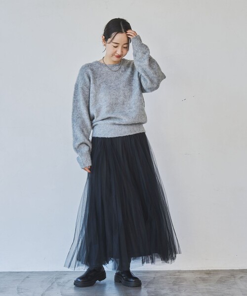 coen（コーエン）の「ロングチュールスカート（スカート・レディース・ナチュラル/ブラック・M/L）」の9枚目の写真