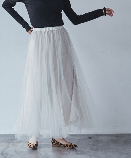 coen（コーエン）の「ロングチュールスカート（スカート・レディース・ナチュラル/ブラック・M/L）」の17枚目の写真