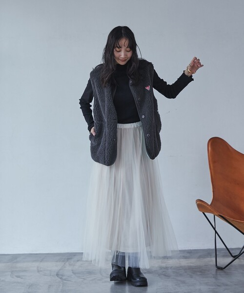 coen（コーエン）の「ロングチュールスカート（スカート・レディース・ナチュラル/ブラック・M/L）」の20枚目の写真