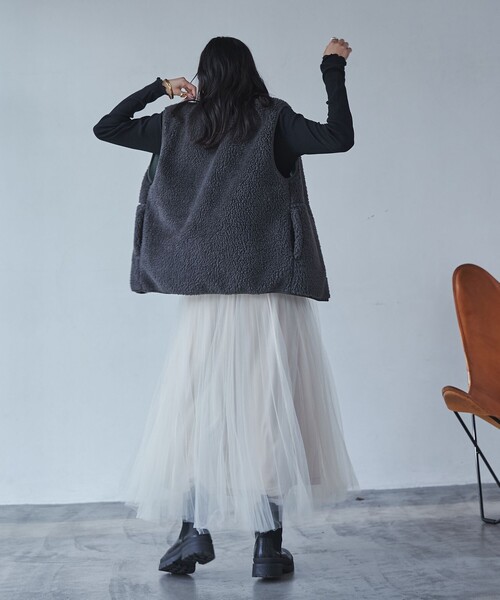 coen（コーエン）の「ロングチュールスカート（スカート・レディース・ナチュラル/ブラック・M/L）」の22枚目の写真