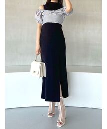 MERCURYDUO | 異素材ドッキングナローニットワンピース(ワンピース)