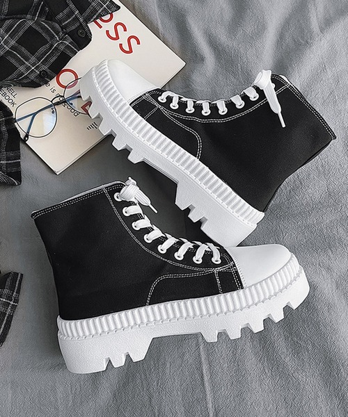 セール】【shoes365】厚底キャンバスブーツ（ブーツ）｜shoes365