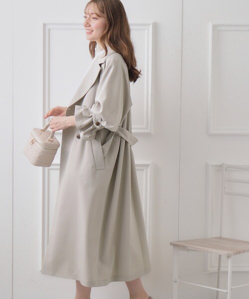 couture brooch（クチュールブローチ）の「◆【2024春新作/撥水加工】キャンディースリーブロングトレンチコート（トレンチコート・レディース・ライトグレー/ベビーピンク/ベージュ・42/38/36/40）」の12枚目の写真