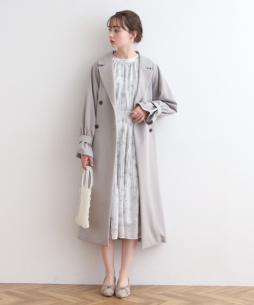 couture brooch（クチュールブローチ）の「◆【2024春新作/撥水加工】キャンディースリーブロングトレンチコート（トレンチコート・レディース・ライトグレー/ベビーピンク/ベージュ・42/38/36/40）」の15枚目の写真