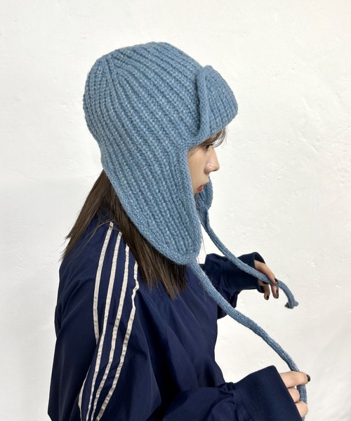 WHO'S WHO gallery（フーズフーギャラリー）の「イヤーフラップワッチ（ニットキャップ/ビーニー・レディース・グレー/オフホワイト/サックスブルー/マスタード/ブラック・FREE）」の5枚目の写真