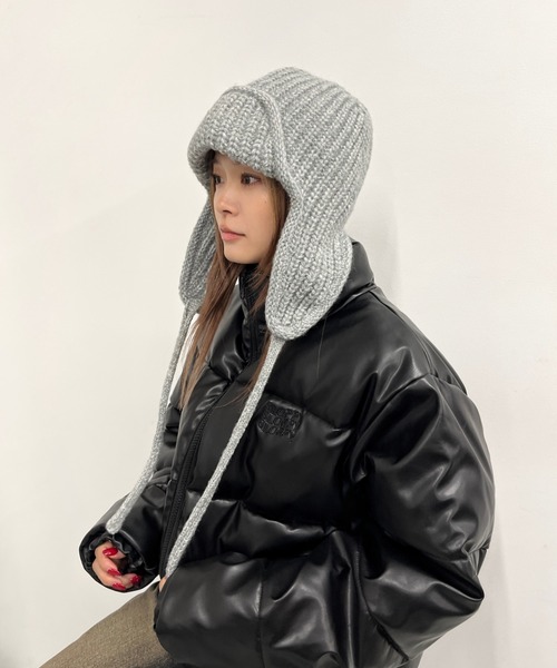 WHO'S WHO gallery（フーズフーギャラリー）の「イヤーフラップワッチ（ニットキャップ/ビーニー・レディース・グレー/オフホワイト/サックスブルー/マスタード/ブラック・FREE）」の12枚目の写真