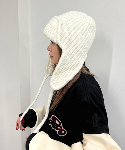 WHO'S WHO gallery（フーズフーギャラリー）の「イヤーフラップワッチ（ニットキャップ/ビーニー・レディース・グレー/オフホワイト/サックスブルー/マスタード/ブラック・FREE）」の6枚目の写真