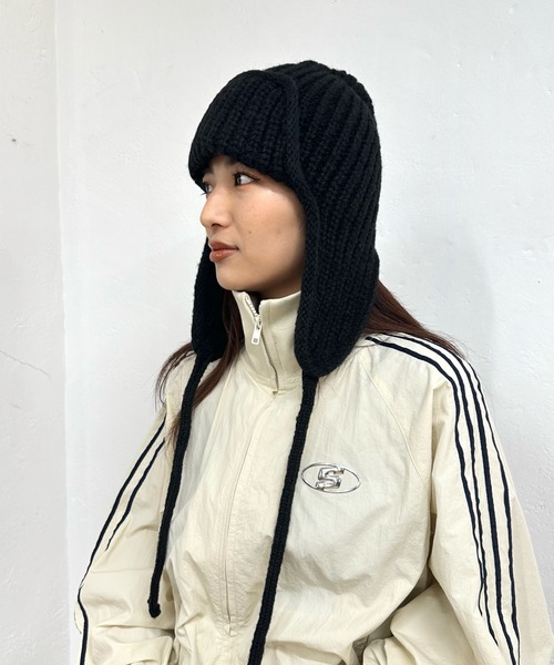 WHO'S WHO gallery（フーズフーギャラリー）の「イヤーフラップワッチ（ニットキャップ/ビーニー・レディース・グレー/オフホワイト/サックスブルー/マスタード/ブラック・FREE）」の9枚目の写真