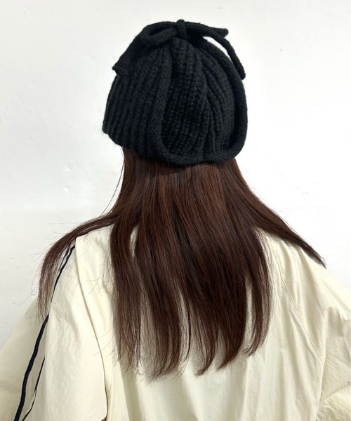 WHO'S WHO gallery（フーズフーギャラリー）の「イヤーフラップワッチ（ニットキャップ/ビーニー・レディース・グレー/オフホワイト/サックスブルー/マスタード/ブラック・FREE）」の10枚目の写真