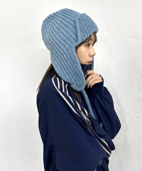 WHO'S WHO gallery（フーズフーギャラリー）の「イヤーフラップワッチ（ニットキャップ/ビーニー・レディース・グレー/オフホワイト/サックスブルー/マスタード/ブラック・FREE）」の17枚目の写真