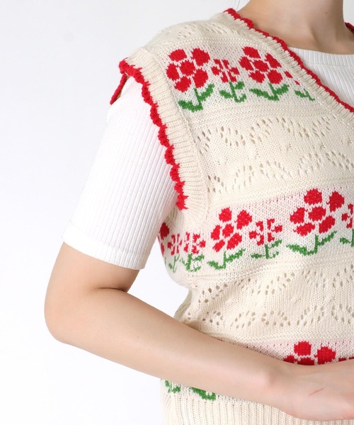 Cepica（セピカ）の「フラワー透かし編みベスト（ベスト）」 - WEAR