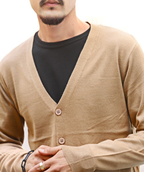 LUXSTYLE(ラグスタイル)の「カシミヤタッチカーディガン(カーディガン/ボレロ・メンズ・ベージュ/ブラック/グレー系その他・M/L/XL)」の14枚目の写真