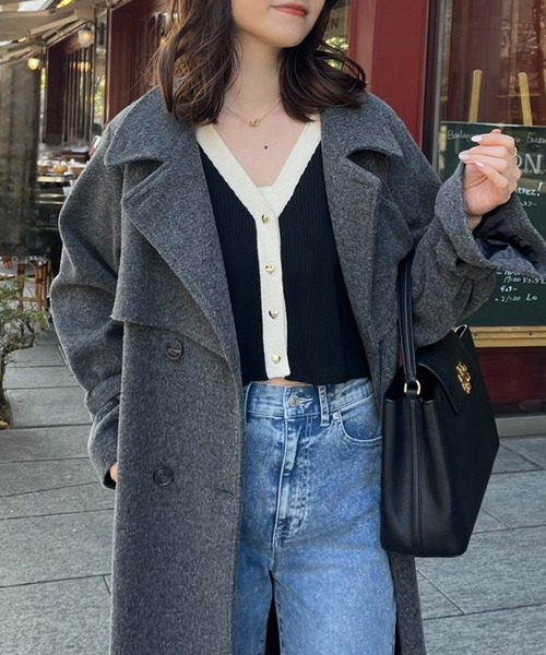 one after another NICE CLAUP(ワンアフターアナザーナイスクラップ)の「ハートボタンベルスリーブカーディガン(カーディガン/ボレロ・レディース・ホワイト×ブラック/ブラック/サックスブルー/ピンク/オフホワイト/杢グレー・FREE)」の20枚目の写真