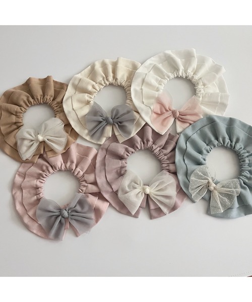 mille】チュールリボンのつけ襟スタイ/ベビースタイ / ビブ/よだれかけ