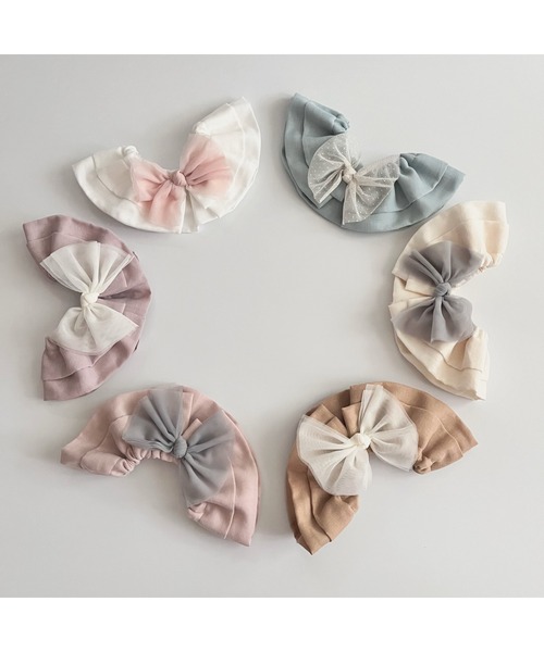 mille】チュールリボンのつけ襟スタイ/ベビースタイ / ビブ