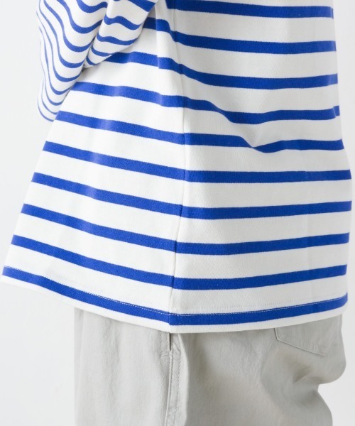 OMNES（オムネス）の「メンズ10番単ボーダー長袖Tシャツ（Tシャツ/カットソー・メンズ・ホワイト系その他/グレー系その他/ホワイト×ブルー/ホワイト×ブラック/ホワイト系その他2/ネイビー×ホワイト/ベージュ系その他・MEDIUM/LARGE）」の10枚目の写真