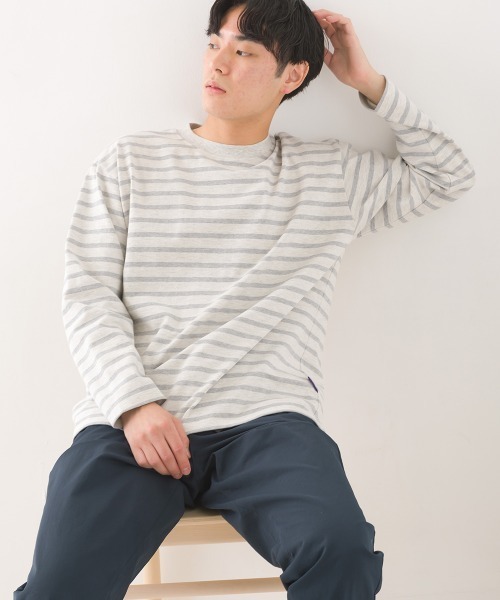 OMNES（オムネス）の「メンズ10番単ボーダー長袖Tシャツ（Tシャツ/カットソー・メンズ・ホワイト系その他/グレー系その他/ホワイト×ブルー/ホワイト×ブラック/ホワイト系その他2/ネイビー×ホワイト/ベージュ系その他・MEDIUM/LARGE）」の22枚目の写真