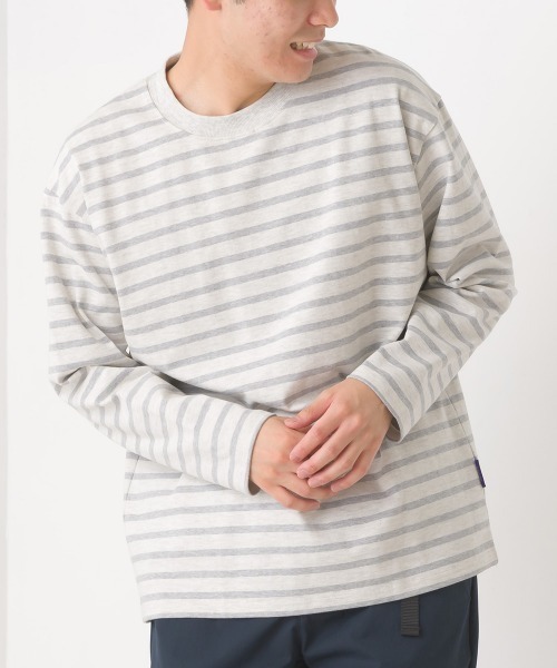 OMNES（オムネス）の「メンズ10番単ボーダー長袖Tシャツ（Tシャツ/カットソー・メンズ・ホワイト系その他/グレー系その他/ホワイト×ブルー/ホワイト×ブラック/ホワイト系その他2/ネイビー×ホワイト/ベージュ系その他・MEDIUM/LARGE）」の19枚目の写真