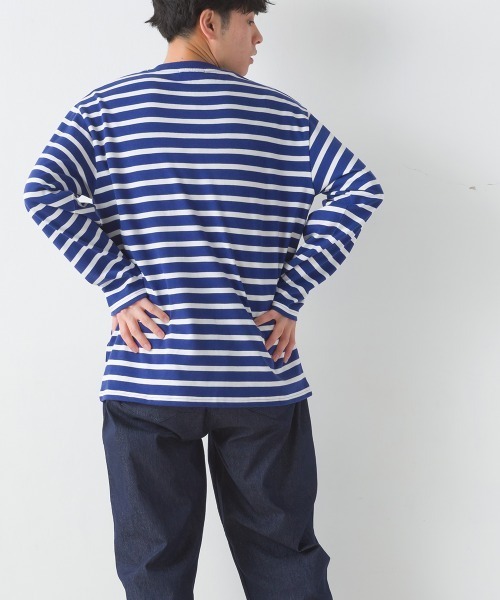 OMNES（オムネス）の「メンズ10番単ボーダー長袖Tシャツ（Tシャツ/カットソー・メンズ・ホワイト系その他/グレー系その他/ホワイト×ブルー/ホワイト×ブラック/ホワイト系その他2/ネイビー×ホワイト/ベージュ系その他・MEDIUM/LARGE）」の16枚目の写真