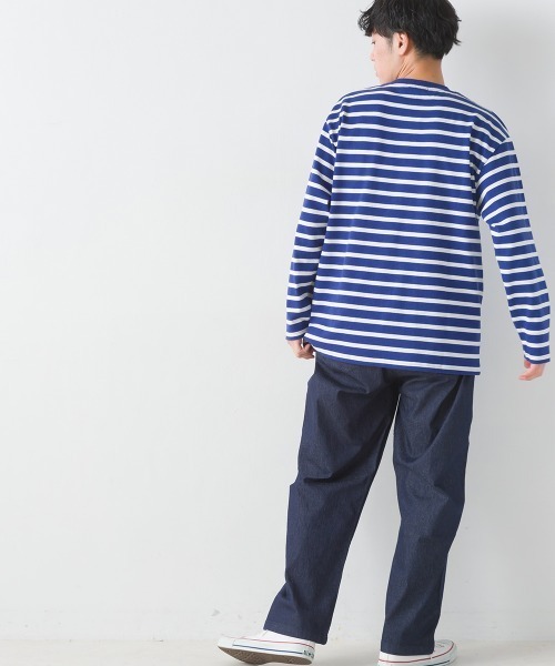 OMNES（オムネス）の「メンズ10番単ボーダー長袖Tシャツ（Tシャツ/カットソー・メンズ・ホワイト系その他/グレー系その他/ホワイト×ブルー/ホワイト×ブラック/ホワイト系その他2/ネイビー×ホワイト/ベージュ系その他・MEDIUM/LARGE）」の13枚目の写真