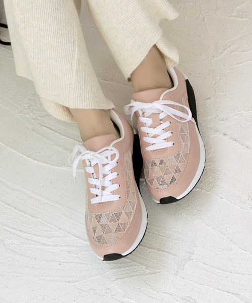 grandfleur（グランドフルール）の「軽量厚底 レース柄 エアーソール スニーカー（スニーカー・レディース・ホワイト/ピンク/ブラック・23.0cm/23.5cm/24.0cm/24.5cm/22.5cm/25.0cm）」の12枚目の写真