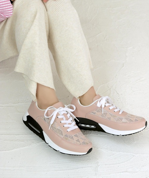 grandfleur（グランドフルール）の「軽量厚底 レース柄 エアーソール スニーカー（スニーカー・レディース・ホワイト/ピンク/ブラック・23.0cm/23.5cm/24.0cm/24.5cm/22.5cm/25.0cm）」の14枚目の写真