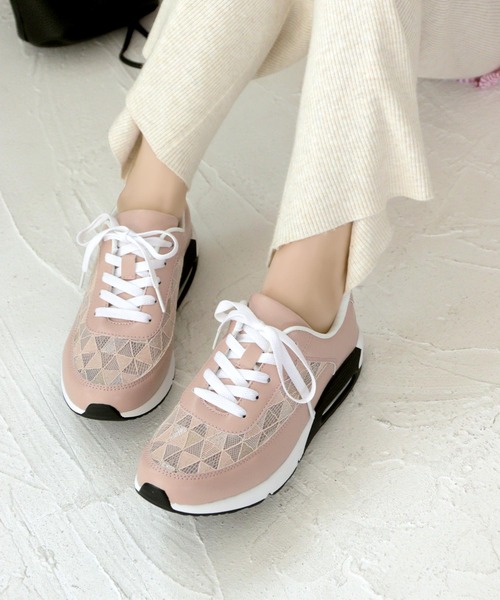 grandfleur（グランドフルール）の「軽量厚底 レース柄 エアーソール スニーカー（スニーカー・レディース・ホワイト/ピンク/ブラック・23.0cm/23.5cm/24.0cm/24.5cm/22.5cm/25.0cm）」の13枚目の写真