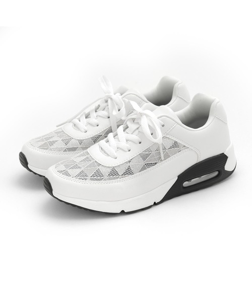 grandfleur（グランドフルール）の「軽量厚底 レース柄 エアーソール スニーカー（スニーカー・レディース・ホワイト/ピンク/ブラック・23.0cm/23.5cm/24.0cm/24.5cm/22.5cm/25.0cm）」の16枚目の写真