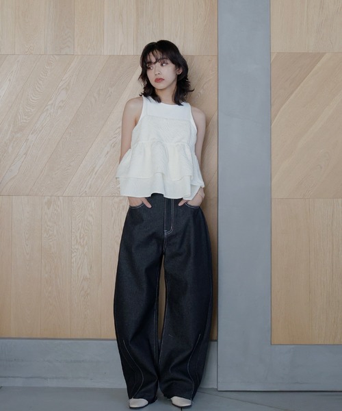 hellam（へラム）の「2WAYふくれジャガードキャミソール（キャミソール・レディース・アイボリー/ブラック・FREE）」の14枚目の写真