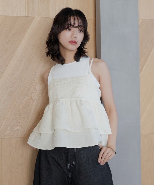 hellam（へラム）の「2WAYふくれジャガードキャミソール（キャミソール・レディース・アイボリー/ブラック・FREE）」の15枚目の写真