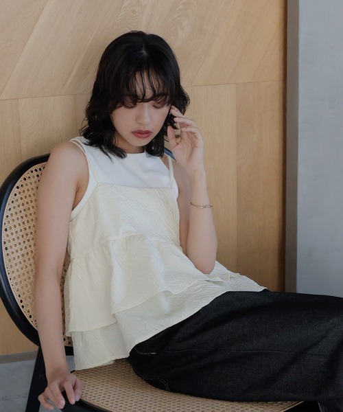 hellam（へラム）の「2WAYふくれジャガードキャミソール（キャミソール・レディース・アイボリー/ブラック・FREE）」の19枚目の写真