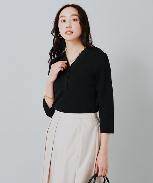 【セール】ハイゲージヘンリーネックニットプルオーバー（ニット/セーター）｜UNTITLED（アンタイトル）