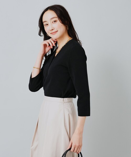 【セール】ハイゲージヘンリーネックニットプルオーバー（ニット/セーター）｜UNTITLED（アンタイトル）