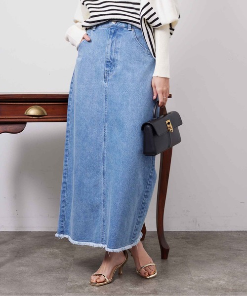 Chez toi(シェトワ)の「デニムロングスカート(デニムスカート・レディース・インディゴブルー/ブルー・FREE)」の3枚目の写真