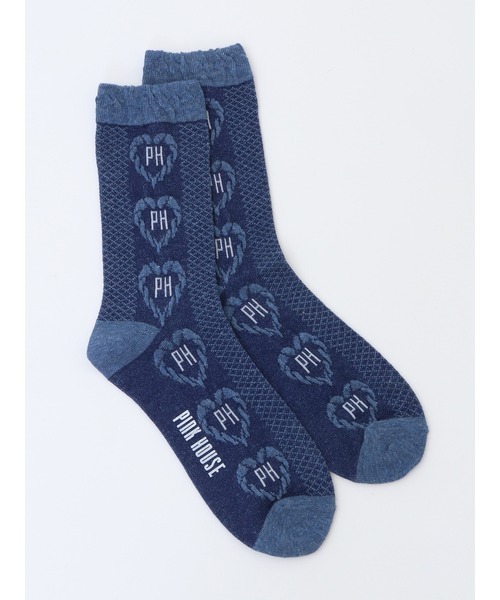 PINK HOUSE（ピンクハウス）の「ロゴ入りハートモチーフ柄ソックス（ソックス/靴下・レディース・ネイビー/キナリ/ピンク/ブルーグレー/ブラック・フリー）」の14枚目の写真
