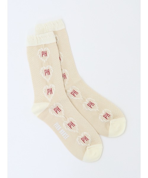 PINK HOUSE（ピンクハウス）の「ロゴ入りハートモチーフ柄ソックス（ソックス/靴下・レディース・ネイビー/キナリ/ピンク/ブルーグレー/ブラック・フリー）」の10枚目の写真