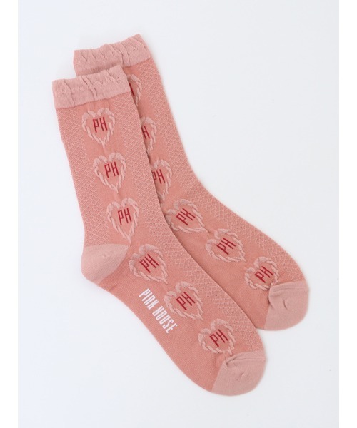 PINK HOUSE（ピンクハウス）の「ロゴ入りハートモチーフ柄ソックス（ソックス/靴下・レディース・ネイビー/キナリ/ピンク/ブルーグレー/ブラック・フリー）」の12枚目の写真