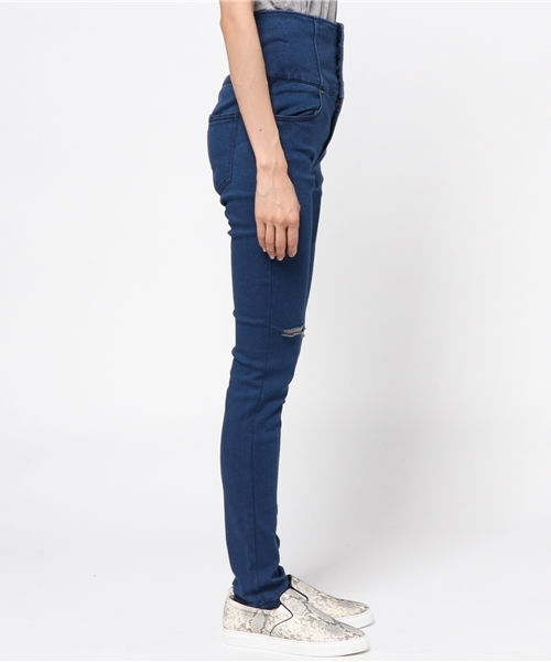 WEGO（ウィゴー）の「WEGO/ 前ボタンダメージスキニー（デニムパンツ・レディース・インディゴブルー/ダークインディゴブルー/ブラック・MEDIUM/LARGE）」の5枚目の写真