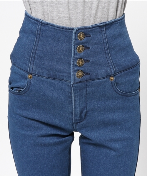 WEGO（ウィゴー）の「WEGO/ 前ボタンダメージスキニー（デニムパンツ・レディース・インディゴブルー/ダークインディゴブルー/ブラック・MEDIUM/LARGE）」の7枚目の写真