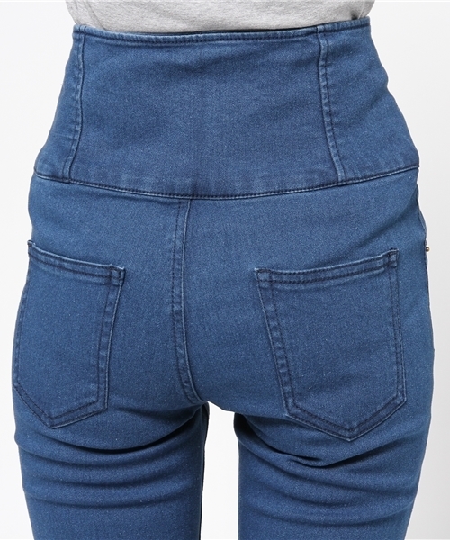 WEGO（ウィゴー）の「WEGO/ 前ボタンダメージスキニー（デニムパンツ・レディース・インディゴブルー/ダークインディゴブルー/ブラック・MEDIUM/LARGE）」の8枚目の写真