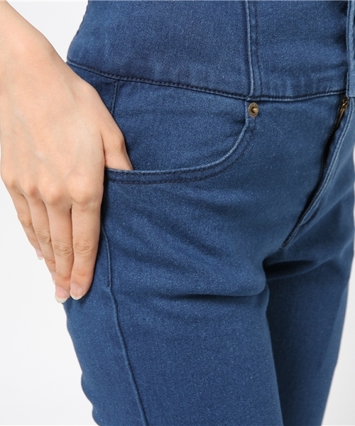 WEGO（ウィゴー）の「WEGO/ 前ボタンダメージスキニー（デニムパンツ・レディース・インディゴブルー/ダークインディゴブルー/ブラック・MEDIUM/LARGE）」の9枚目の写真