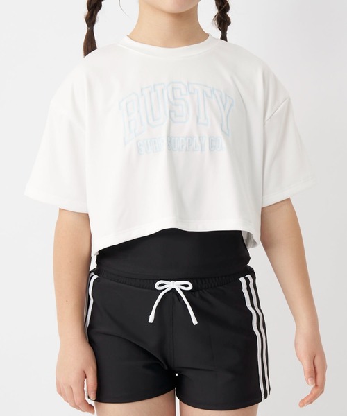 RUSTY（ラスティ）の「【RUSTY/ラスティー】キッズタンキニ3点セット水着 Tシャツ付き キャミソール ボードショーツ スクール水着 水陸両用（水着・キッズ・サックスブルー/オフホワイト・130/140/150/160/170）」の8枚目の写真