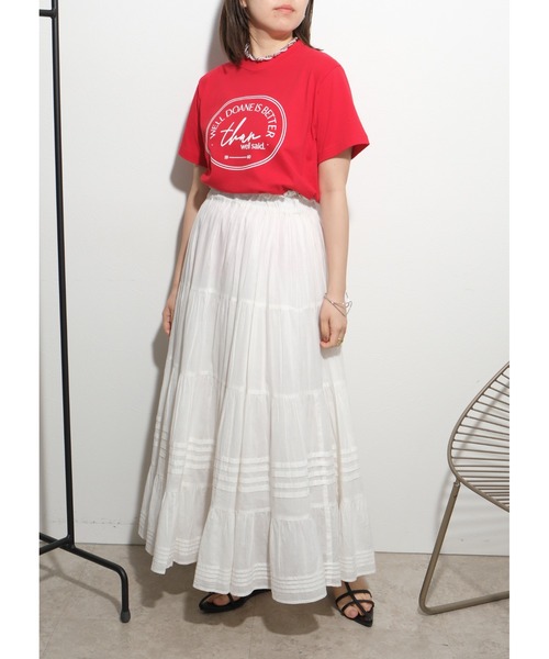 palm RICHE(ポームリシュ)の「サークルロゴT(Tシャツ/カットソー・レディース・オフホワイト/レッド/チャコールグレー・M)」の4枚目の写真