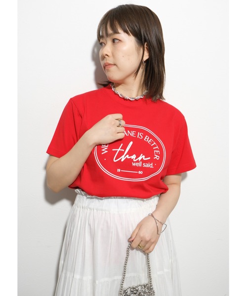 palm RICHE(ポームリシュ)の「サークルロゴT(Tシャツ/カットソー・レディース・オフホワイト/レッド/チャコールグレー・M)」の7枚目の写真