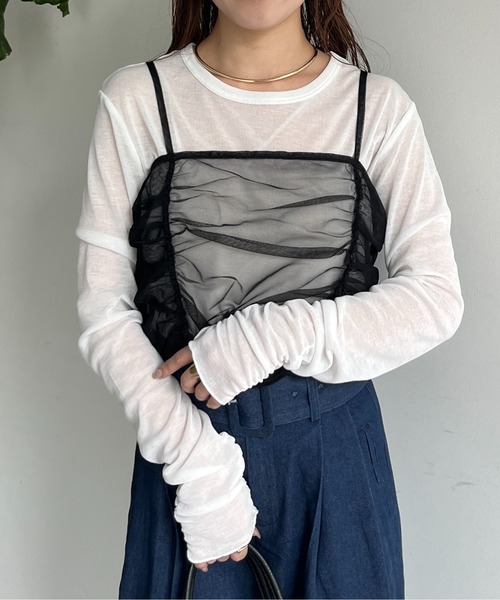Thevon(ゼボン)の「シアービスチェセットTシャツ(Tシャツ/カットソー・レディース・ライトベージュ/ブラック/オフホワイト・FREE)」の20枚目の写真